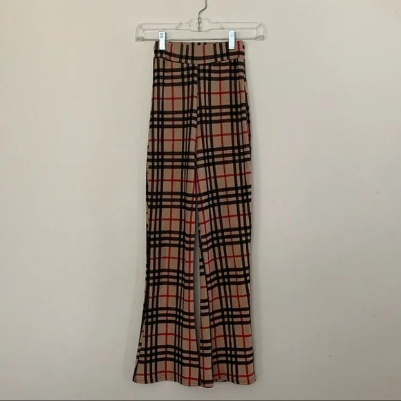 PrettyLittleThing Pants Jumpsuits Plaid Burberry Color Flare